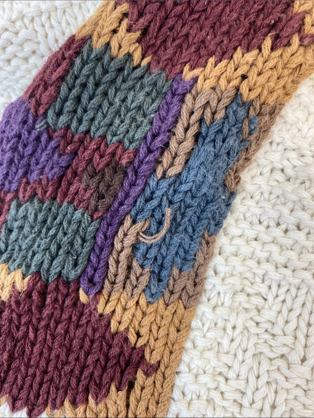 Vtg Chaps Ralph Lauren Aztec Geometric Sweater Linen Cotton Hand Knit FLAWED